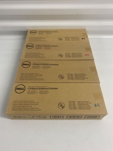 Genuine Set of 4 Dell 2PRFP 2GYKF V0PNK CMYK Toner Cartridges C3760dn