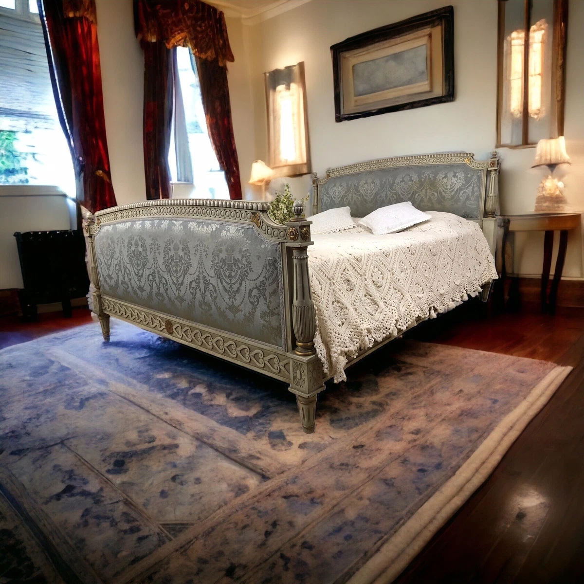 French Louis XVI Kingsize Capitonn e Upholstered Bed Frame SOLD