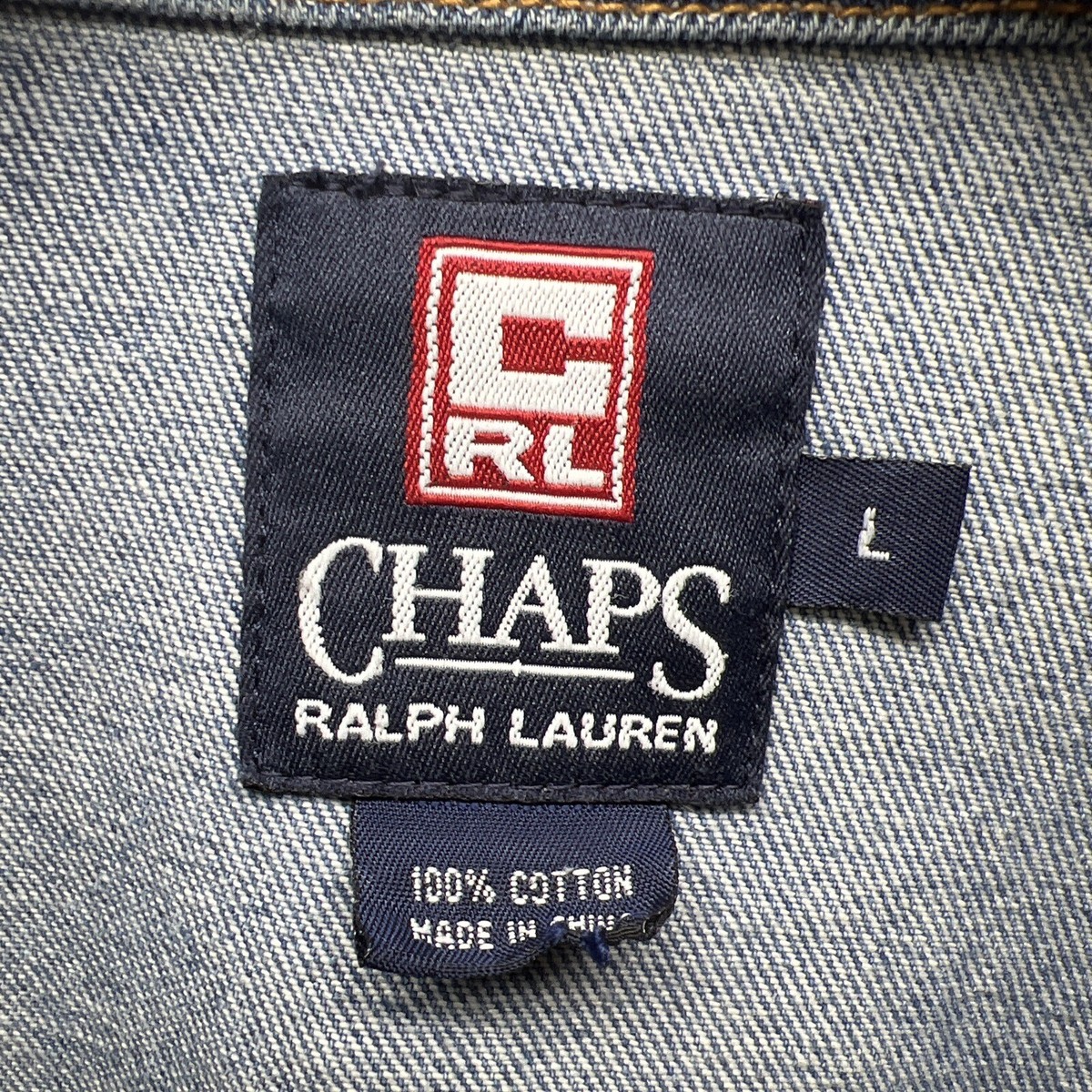 CHAPS RALPH LAUREN Denim Jacket Men's L Blue Buck Logo CHAPS RALPH LAUREN Denim Jacket Men's L Blue Buck Logo