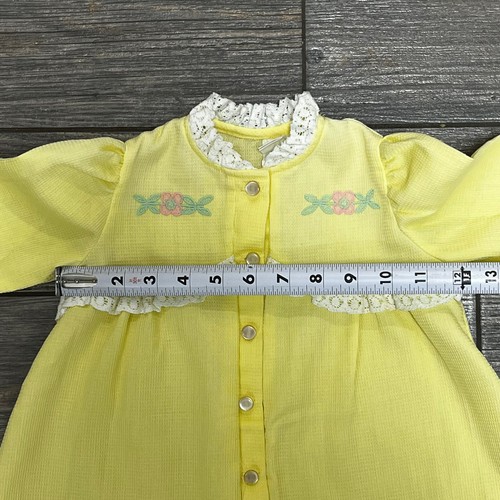 VTG Peaches N Cream Toddler Dress 1T Yellow L/S Lace Baby Girl Yellow 12 Mo - Picture 12 of 18
