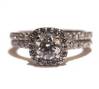 10k white gold round halo 1.97ct diamond engagement ring wedding band set 5.5g 7 — photo 3