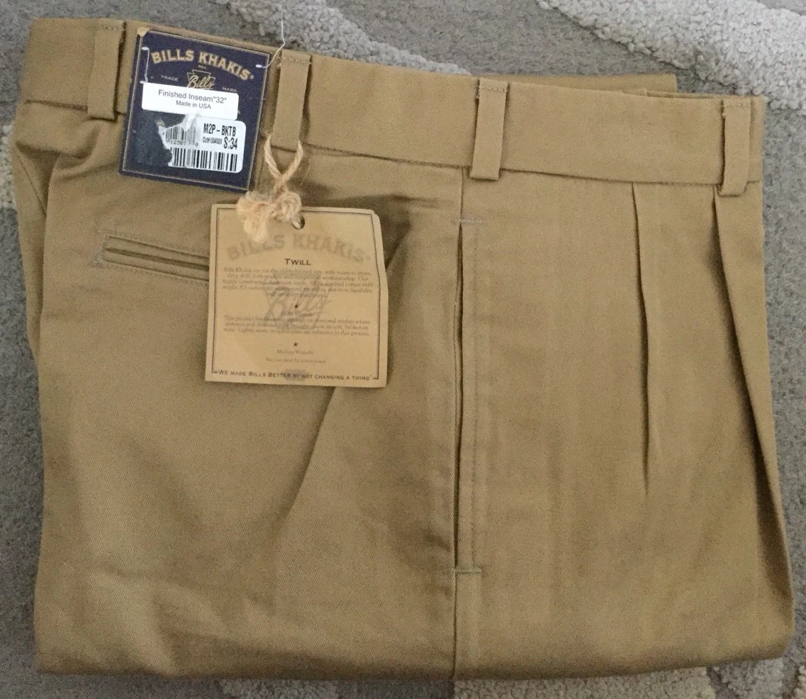 NWT-Bills khakis M2P-BKTB PLEATED Size 31 STANDARD BRITISH KHAKI $165