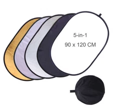 90x120CM 5in1 Collapsible Oval Reflector-Silver/Gold/Black/White/Translucent+Bag