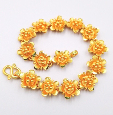 Bracelet Doré à Fleurs Pastelles - Métal Doré Sans Nickel, Taille Adaptable, Neuf Avec étiquettes