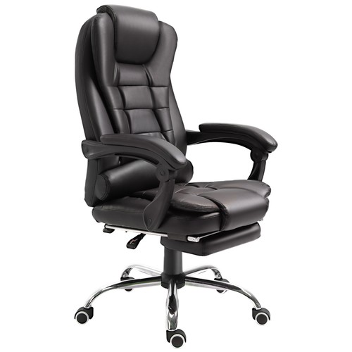 HOMCOM PU Leather Executive Office Chair with Retractable Footrest, Brown - Picture 12 of 12