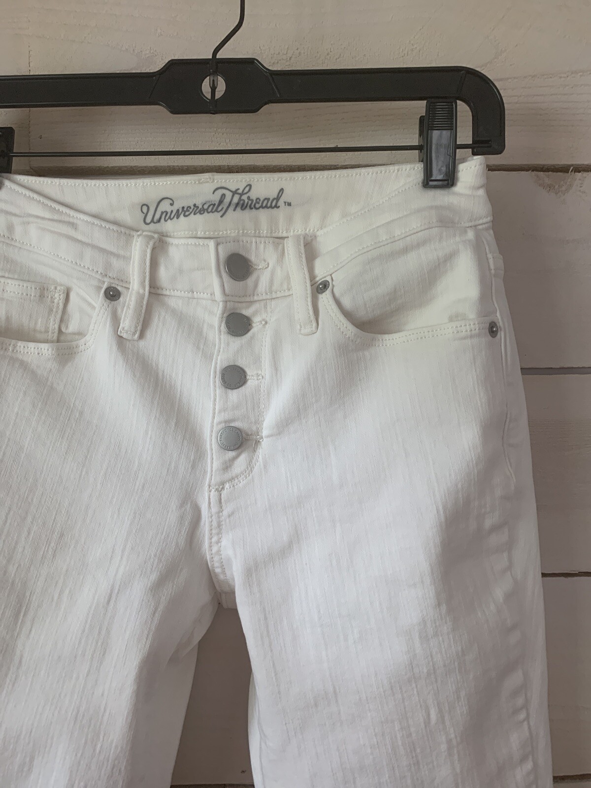 Universal Thread Button Through Jeans White High … - image 2