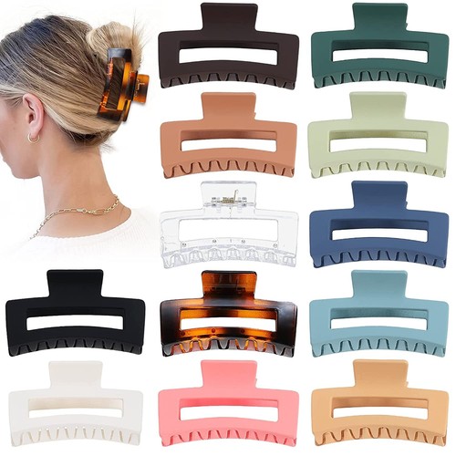 3.5 Inch Medium Hair Claw Clips 12 Pcs Hair Accessories women Girls amazing - 第 1/6 張圖片