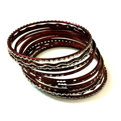 12-tlg Indische Armreifen Set Ø6,5cm Schmuck Armband Bollywood Choorian Bangles - Bild 1 von 3