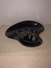 BROWN W/ GREEN ACCENTS 10" CERAMIC ASHTRAY