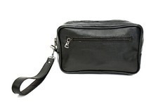 Pochette Uomo Vera Pelle Nero Borsello Polso Mini Bag Beauty Case VIETRI LEATHER