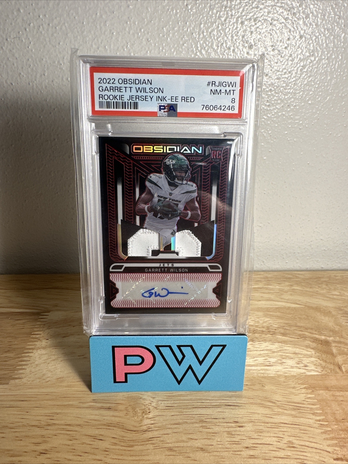 Garrett Wilson Panini Obsidian Rookie Jersey Ink #RJIGWI Electric Etch Red