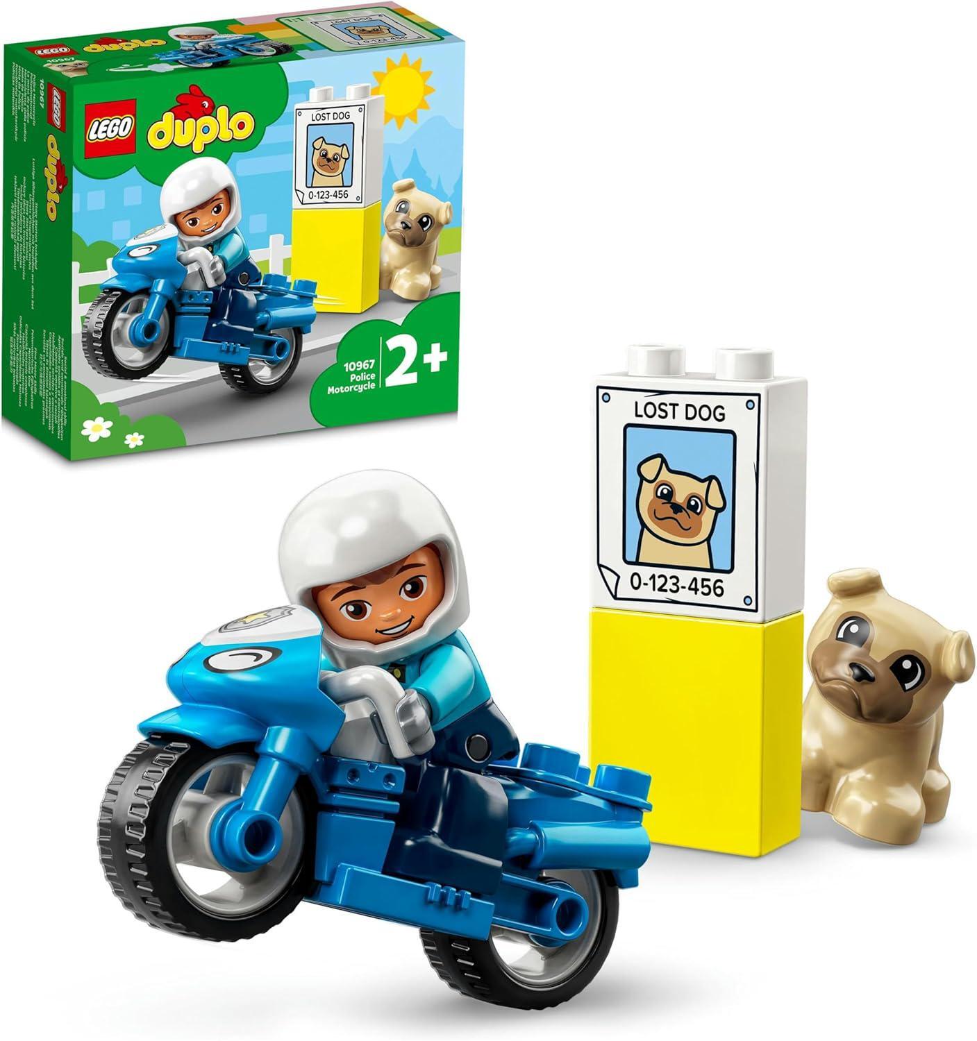 LEGO 10967 DUPLO Town Rescue Police Motorcycle Toy for Toddlers, Boys and Girls