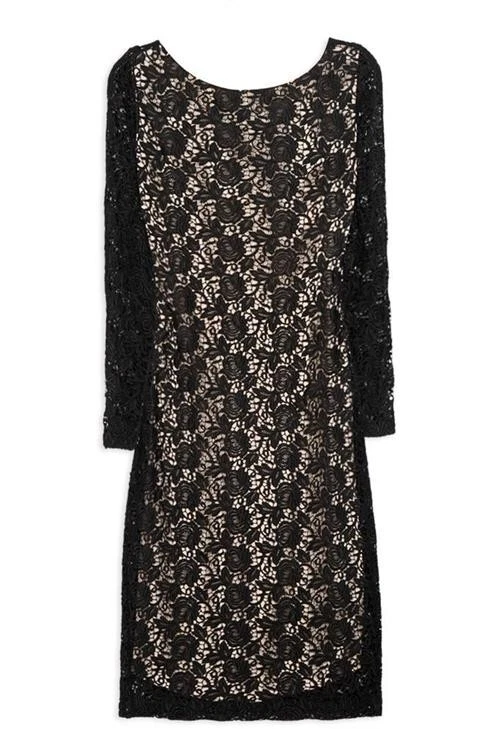 💗NUEVO💗$495 Alice Olivia💗 Vestido Dandi Abierto Cerradura Espalda Encaje 10 M L LBD Foto 2 de 4