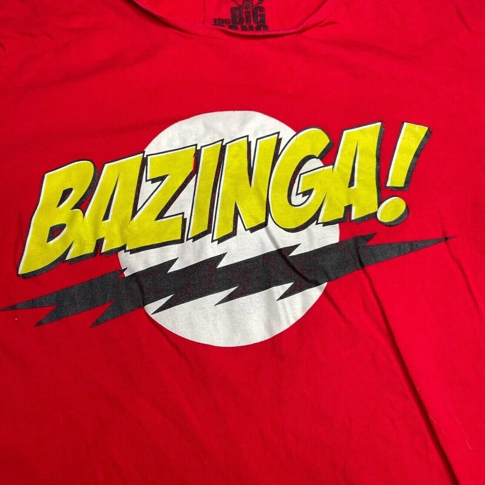 Camiseta Big Bang Theory Bazinga Logo Para Hombre Talla XS Roja Informal Estilo TV Moda Foto 2 de 4