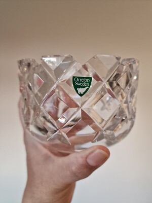 Orrefors Sweden Sofiero runde Kristallschale 11,5 cm, Schweden, Skandi Art Glas