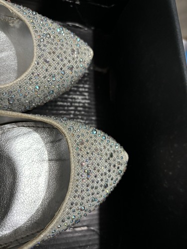 Quiz Platform Heels Diamanté Silver Sparkly Size 3 - Picture 2 of 8