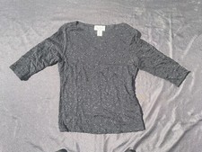 Y2K Nicola Womens Size Large Black Long Sleeve Blouse Top USA Made C287