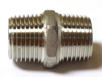1'' Male NPT x 1'' Male NPT Hex Nipple 316 Stainless Steel HN206001316