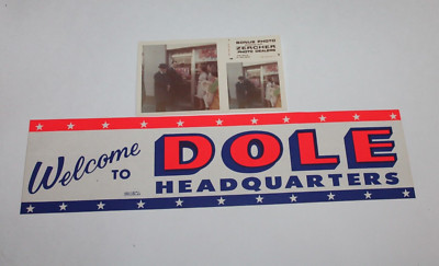 RARE 1968 Bob Dole 1st Senate Campaign Headquarters Photo and Bumper Sticker