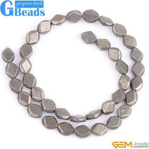 Piedras preciosas naturales ovaladas cuentas de pirita gris plata espaciador hilo para hacer joyas 15" - Imagen 9 de 27