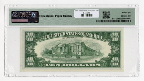 1963A $10 FRN Chicago Note Fr. 2017-G (GB Block) - PMG 58 EPQ - Picture 2 of 2