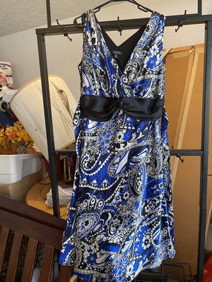 Collection Dress Barn Size 16w Womens Black Blue Lined Midi Length