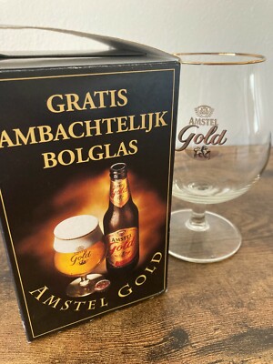 Imported Amstel Gold Collector's Beer Glass w/ Original Box - goblet - pint