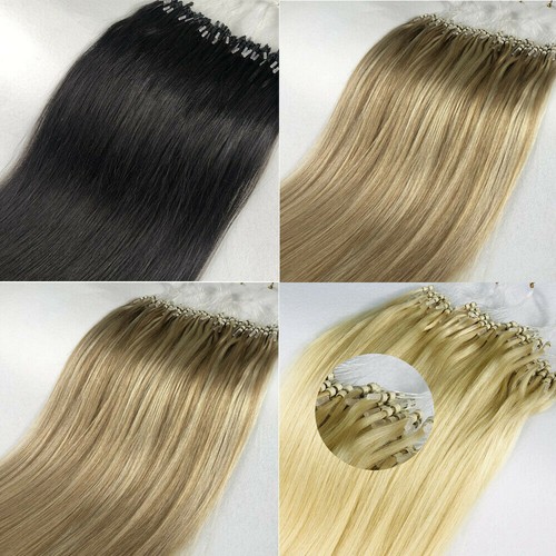 Micro Beads Loop Tip Hair Extensions Micro Ring Link Remy Human Hair Thick 1g/s - Picture 18 of 110