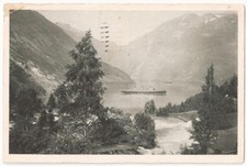 Hamburg - American Line Reliance near Merok Norway Advertising Postcard 1933