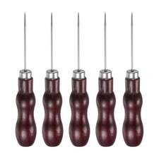 5pcs Handwork Sewing Awl Double Gourd Leather Punch Hole Tool, Rosewood Color