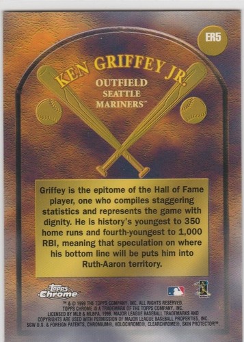 KEN GRIFFEY JR. 1999 Topps Chrome EARLY ROAD TO THE HALL Seattle Mariners Card - Picture 2 of 2