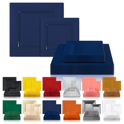 Disposable Plastic Plates Party Wedding Dinner Salad Square Vibrant Colors 120pc