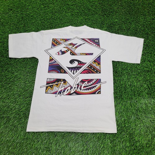 Vintage 90s Hobie Tribal Surf Shirt Medium 20x28 White USA