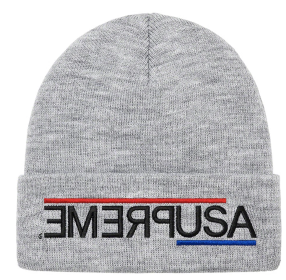 New Supreme USA Beanie Skull Cap Hat Acrylic Grey Gray Fall Winter 2021 FW21