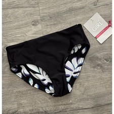Athleta Girl Reversible Mid Rise Swim Bottom Black / Black Floral