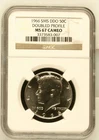 1966 S Half Dollars Kennedy Clad NGC MS-67 CAMEO DOUBLED PROFILE