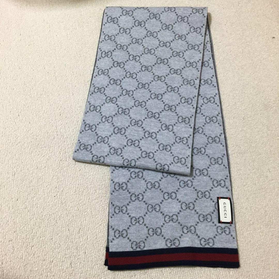 Gucci Unisex Wool Logo Muffler with Minor Stain Pre-Cleaned