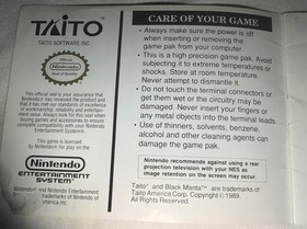 Wrath of the Black Manta Nintendo NES Manuale Istruzioni SOLO Libretto