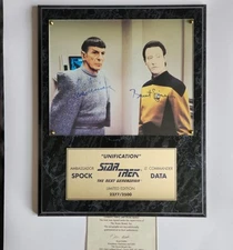 Leonard Nimoy/Brett Spiner Signed Unification Plaque 2277/2500 COA