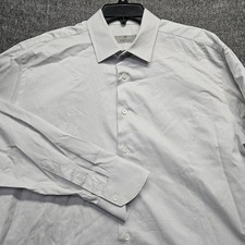 Canali Shirt Men 43-17 White Gray Striped Button Down Italy Office Work Casual