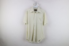 Vtg 70s Streetwear Mens Large Geometric Knit Collared Short Sleeve Button Shirt