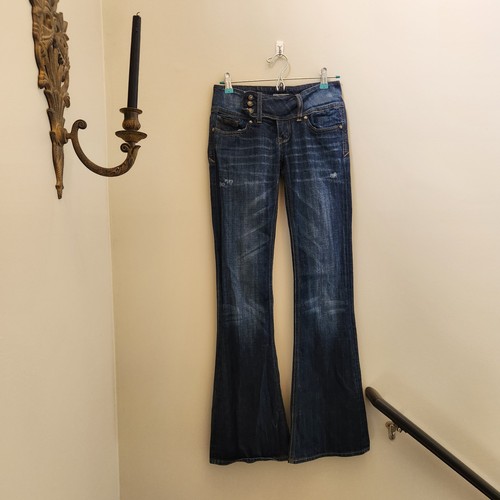 Pantalones de mezclilla Y2k 2000s REROCK para mujer Express Flare talla 0 desgastados grunge