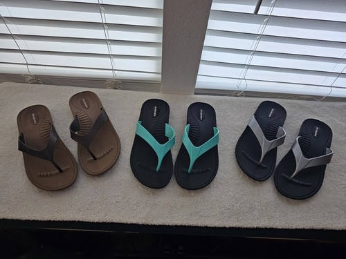 3 Pair OKABASHI Women's Flip Flops Sandals Size ML 7-8
