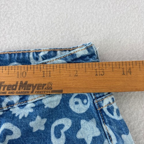 Pantalones de mezclilla Daisy Street Peace con estampado de corazón para mujer S azul estilo años 90 tiro alto - Imagen 5 de 8