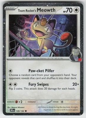 GGC-6 Holo Team Rocket's Meowth (Cosmos Holo) 149/182 Common Miscellaneous Cards