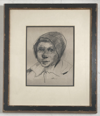 #ad #ad Antique Original Fine Old Master Charcoal Sketch Peasant Boy in Cap Signed $250.00