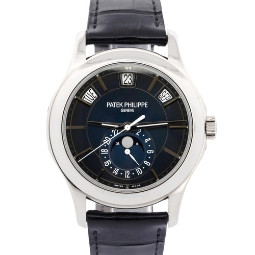 PAPERS Patek Philippe Annual Calendar BLUE 18K White Gold 40mm 5205G Watch BOX
