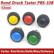 12mm Druckschalter PBS-33B Wasserdicht Tastend Mini rund Druck Taster 5 Farben