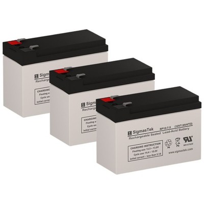 SigmasTek Battery Set of 3 for Alpha Technologies 1500 Rack Mount UPS, 12V 7.5Ah