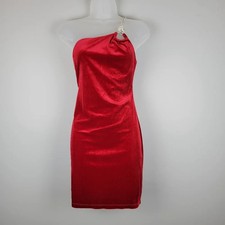 NWT Windsor Size L Red Velvet Bodycon Dress with Rhinestone Strap